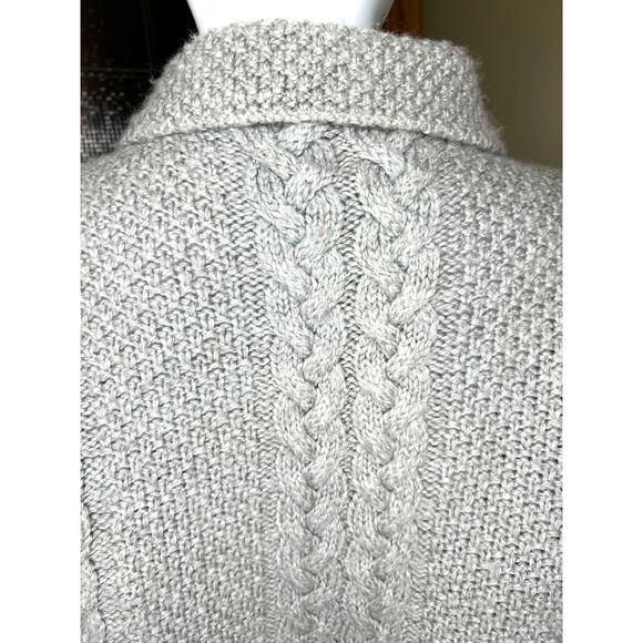 Cladyknit Irish Merino New Wool Cable Knit Cardigan Fisherman Sweater Collar Med - Picture 10 of 13